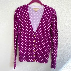 Michael Kors Polka Dot Cardigan with Gold Buttons
